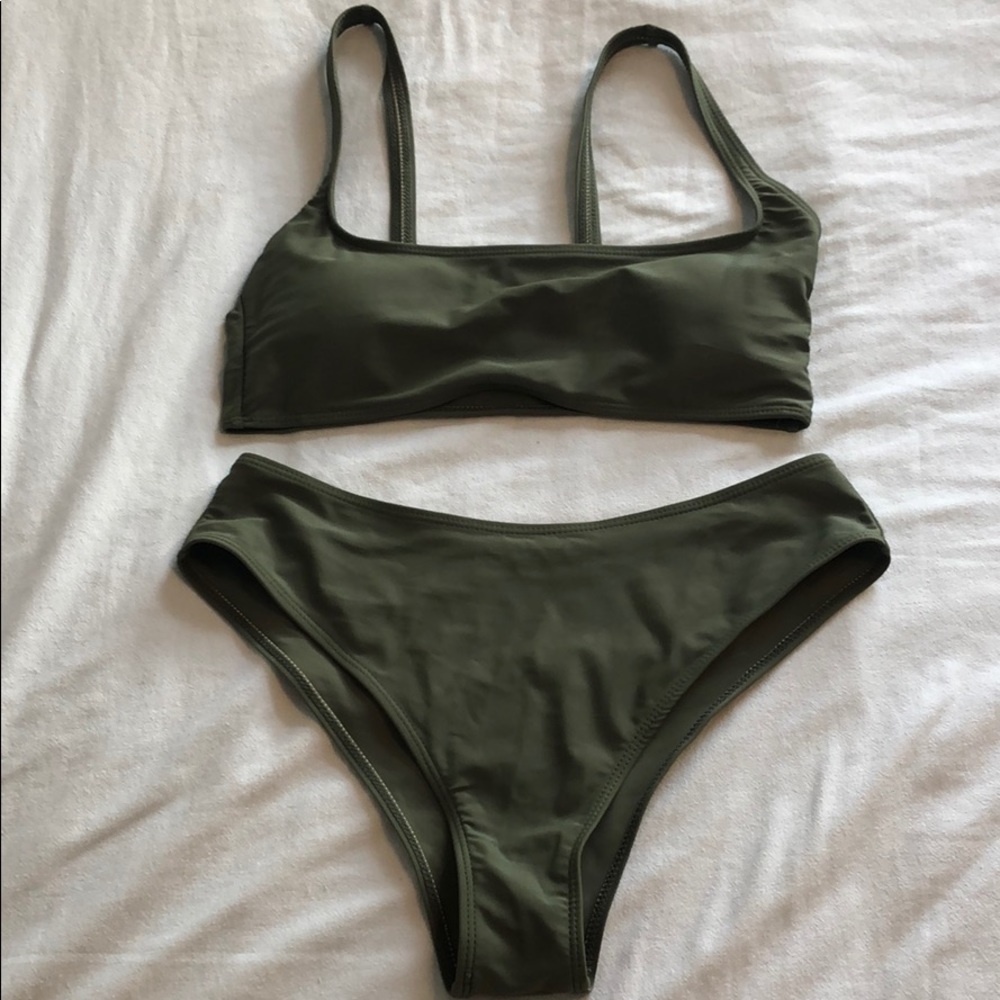 Olive green high waist bikini